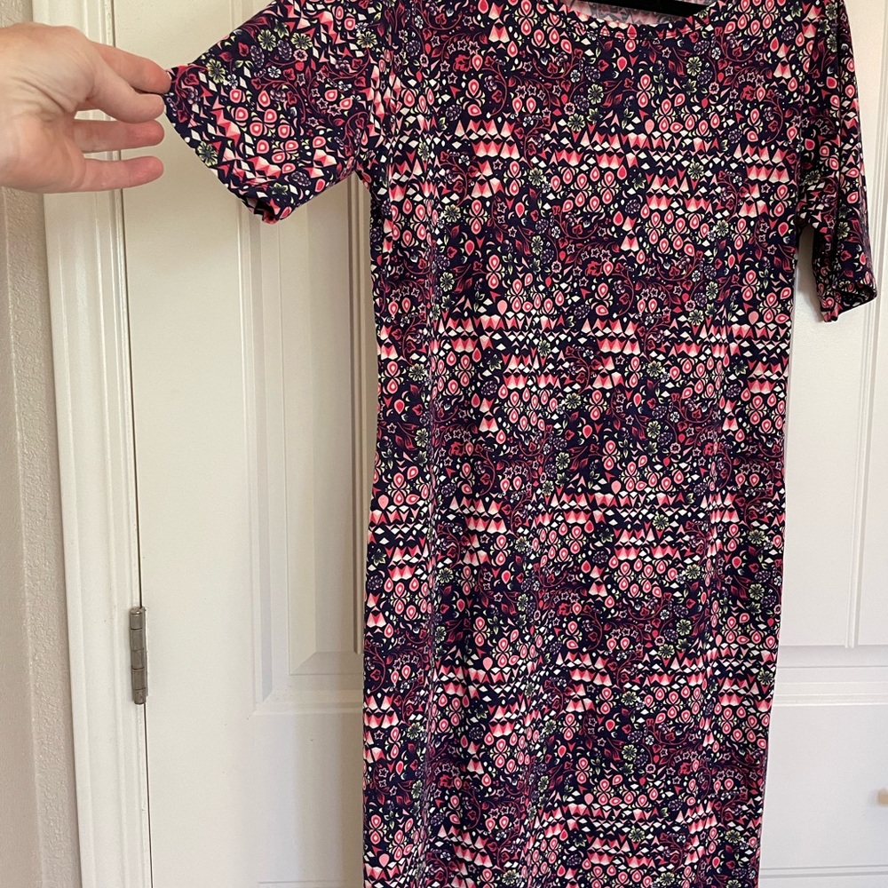 LuLaRoe Pink and Black Sheath Midi Dress